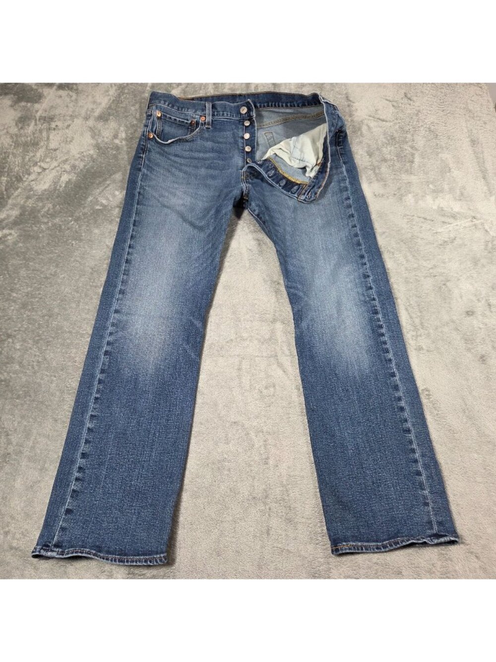 Levis 501 Jeans Mens 34X30 Blue Button Fly Original Straight Fit Stretch Denim